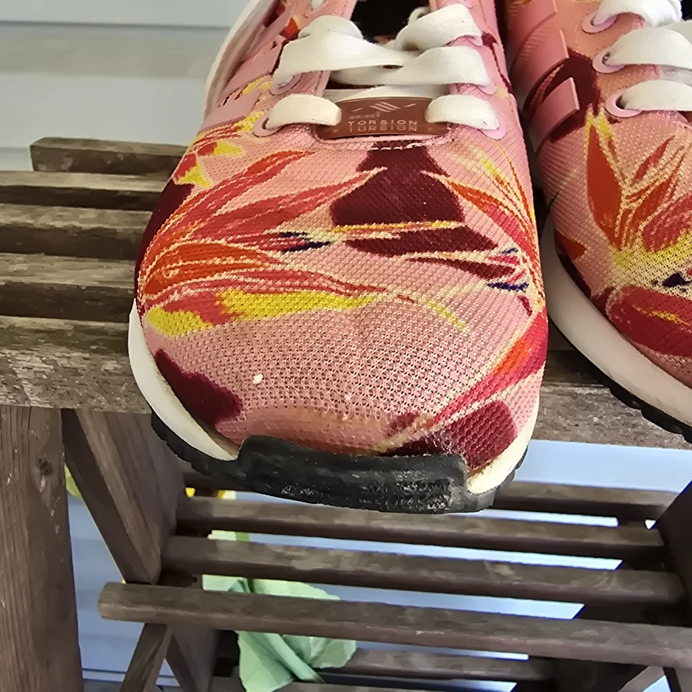 Adidas ZX Flux Print Mens Size 7 Pink‎ White Athletic Running Shoes Sneakers